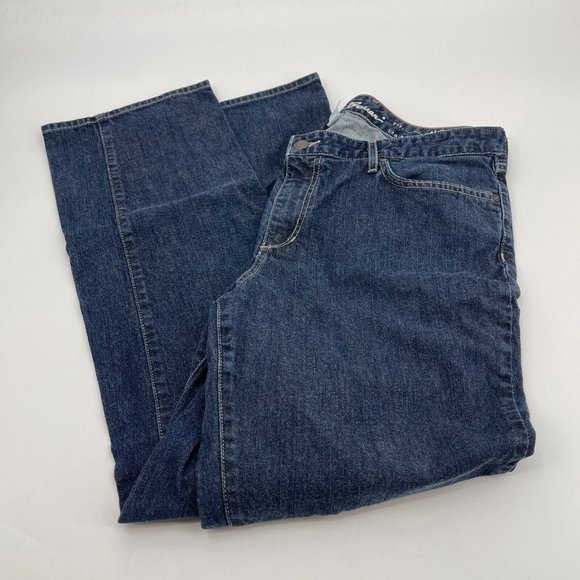 Eddie Bauer Jeans 14 Womens Straight Leg Natural Denim Blue Casual Plus Preppy - Picture 7 of 16